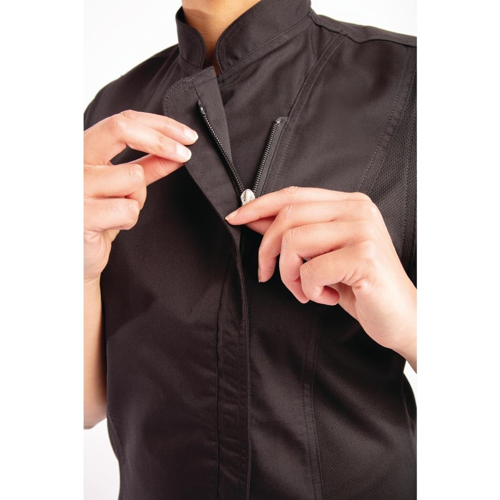 Veste de cuisine femme zippée légère Springfield Chef Works noire M