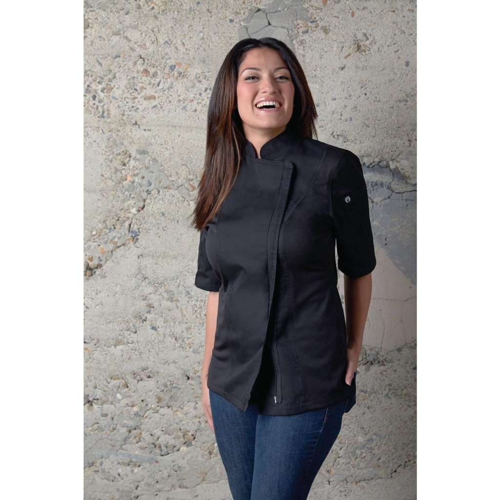 Veste de cuisine femme zippée légère Springfield Chef Works noire M