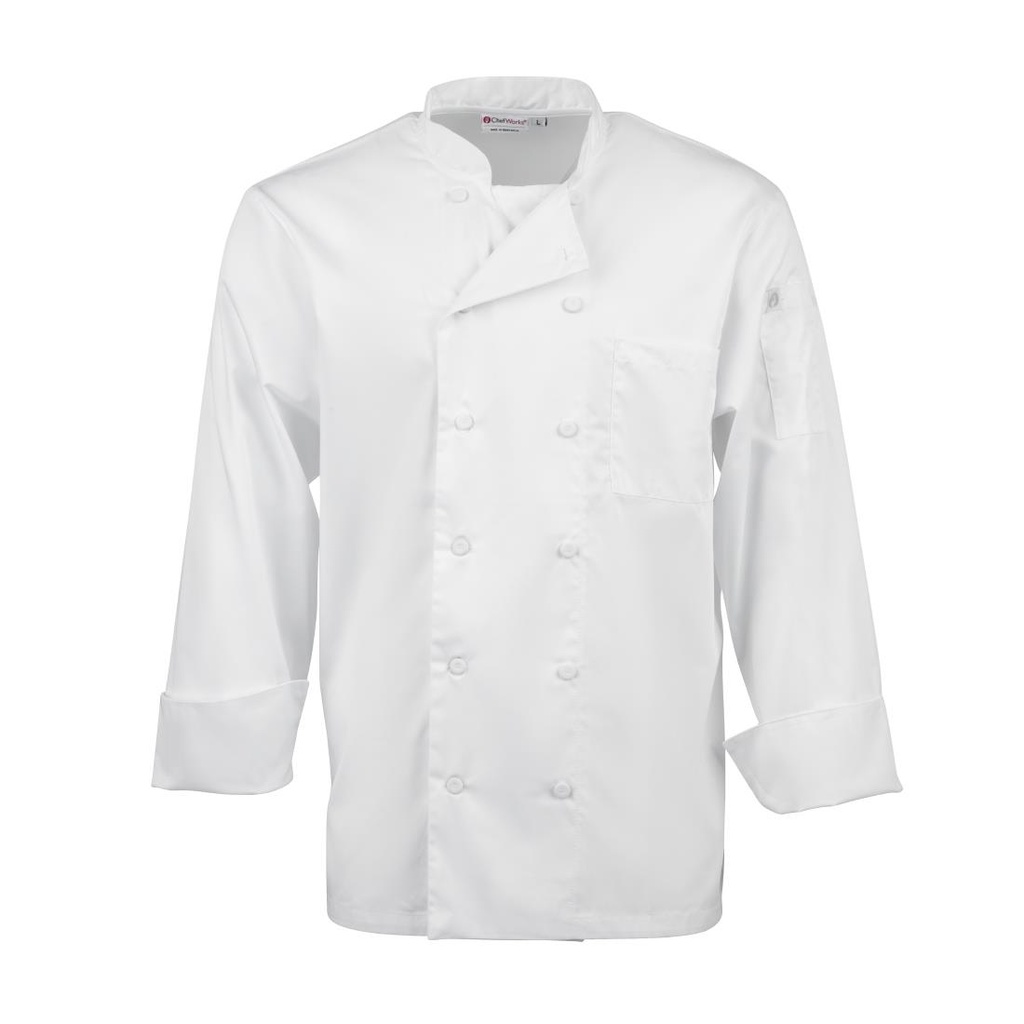 Veste de cuisine mixte blanche à manches longues Chef Works Calgary Cool Vent L