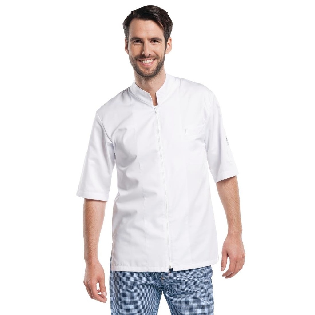 Veste de cuisine mixte Chaud Devant Monza manches courtes blanche S