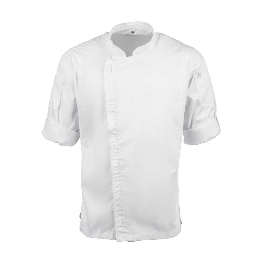 Veste de cuisine mixte légère à fermeture éclair Hartford Chef Works Urban blanche XL