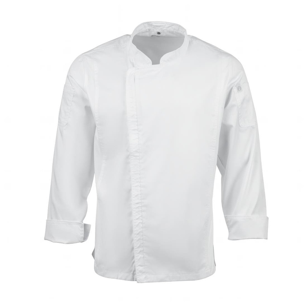 Veste de cuisine mixte légère à fermeture éclair Hartford Chef Works Urban blanche XL