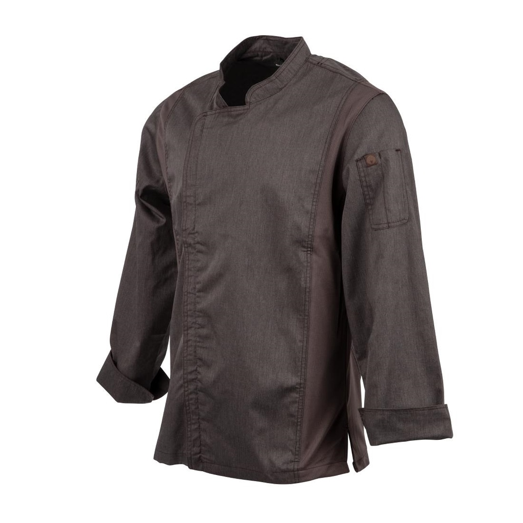 Veste de cuisine mixte légère à fermeture éclair Hartford Chef Works Urban gris graphite L