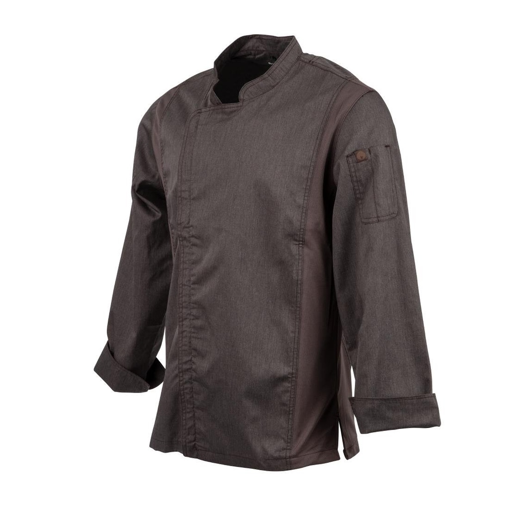 Veste de cuisine mixte légère à fermeture éclair Hartford Chef Works Urban gris graphite M