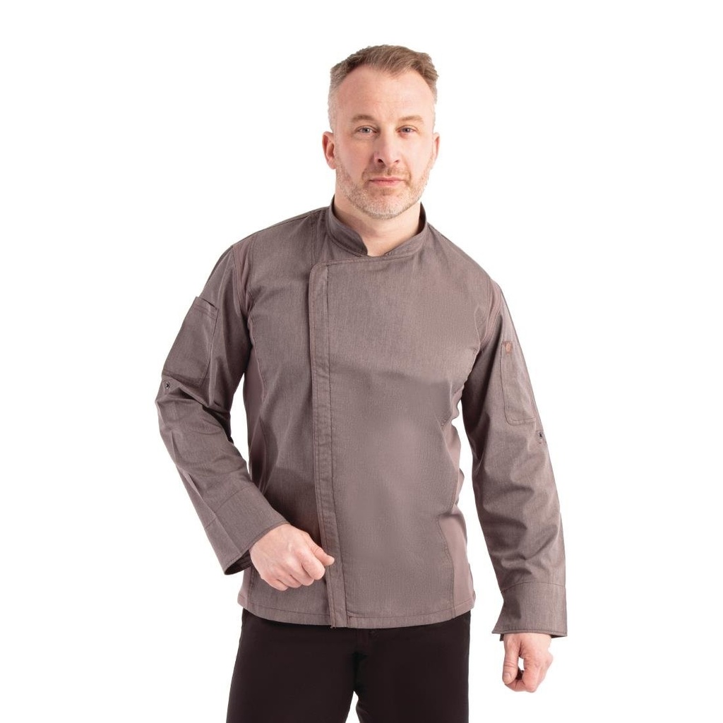 Veste de cuisine mixte légère à fermeture éclair Hartford Chef Works Urban gris graphite XS