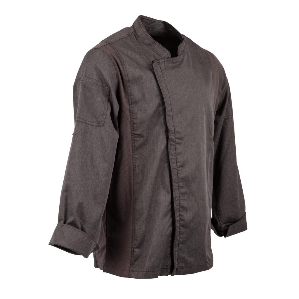 Veste de cuisine mixte légère à fermeture éclair Hartford Chef Works Urban gris graphite XS