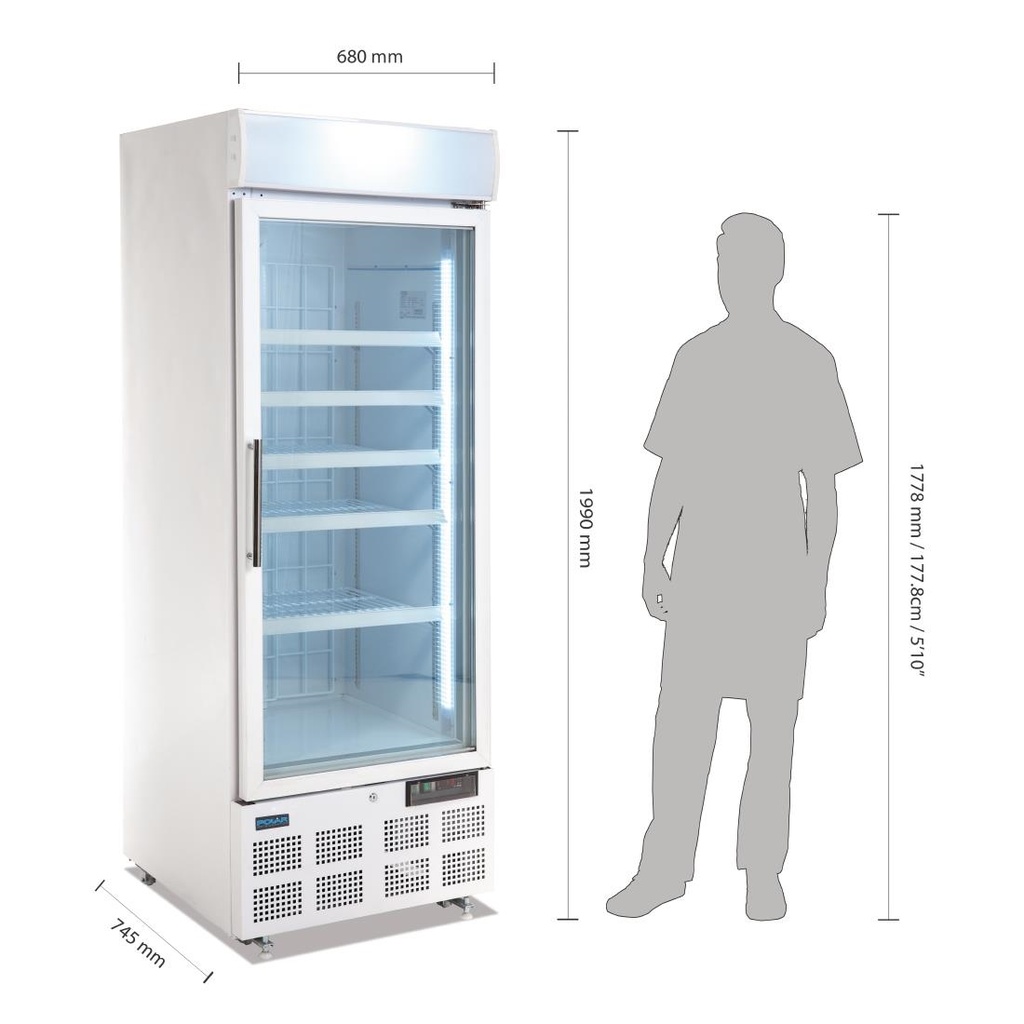 Vitrine réfrigérée négative une porte avec bandeau lumineux Polar Série G 412L