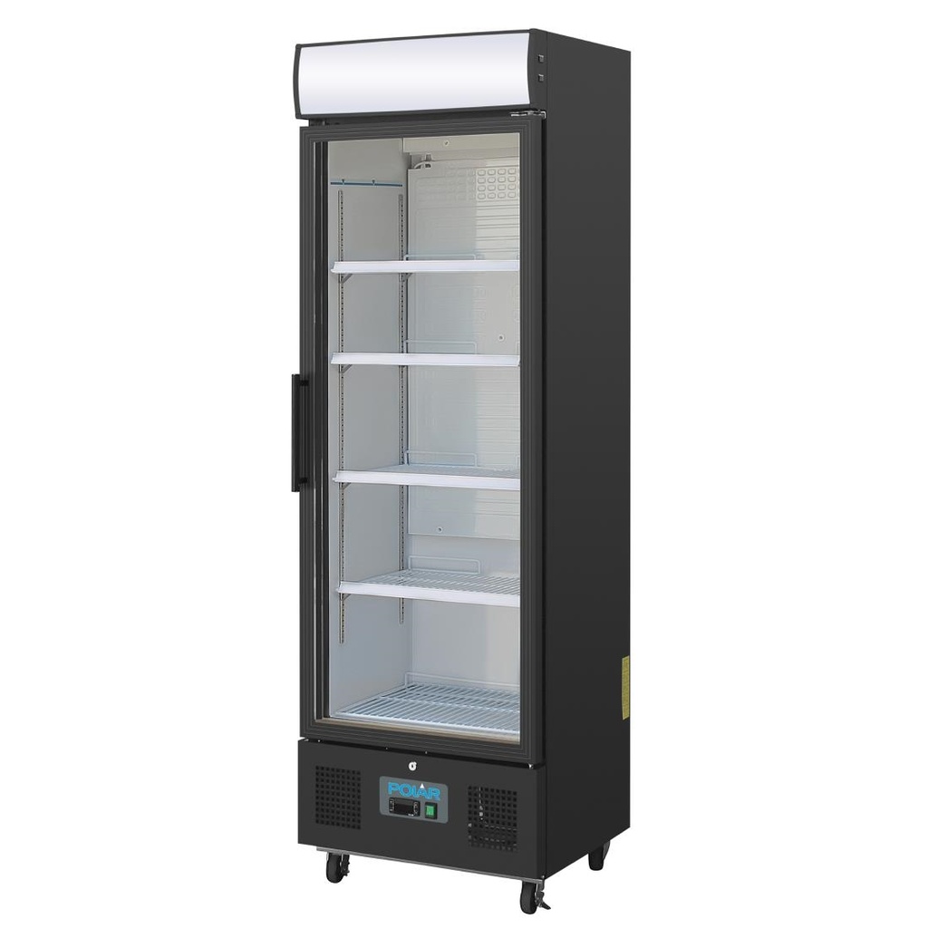 Vitrine réfrigérée positive avec caisson lumineux Polar Série G 368L noire