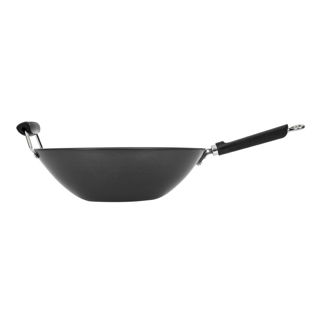 Wok antiadhésif fond plat 35cm