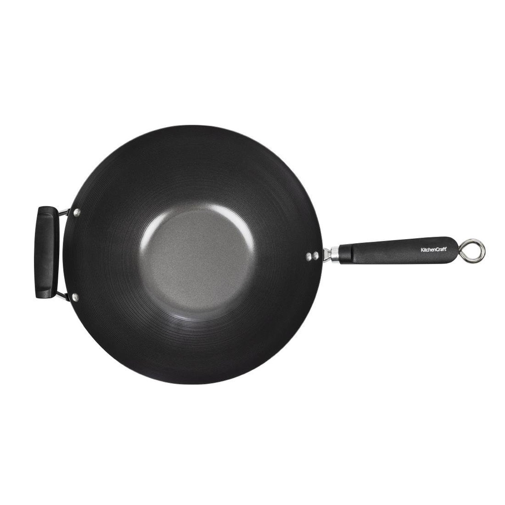 Wok antiadhésif fond plat 35cm