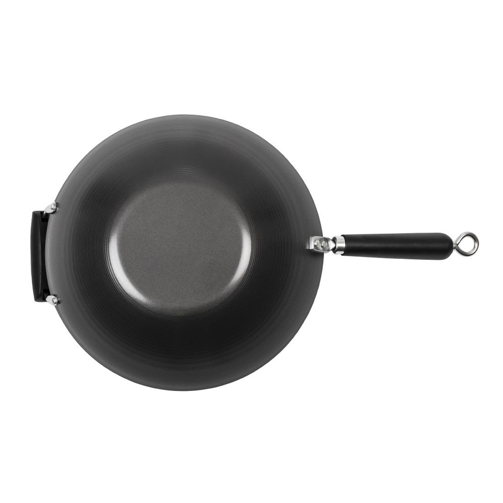 Wok antiadhésif fond plat 35cm