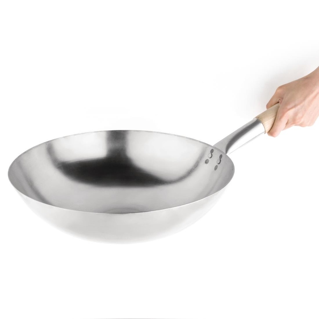 Wok conique en acier doux Vogue 35,6cm