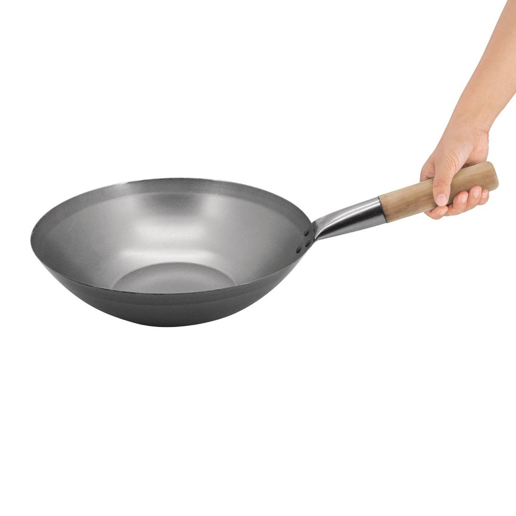 Wok en acier doux Vogue 33 cm