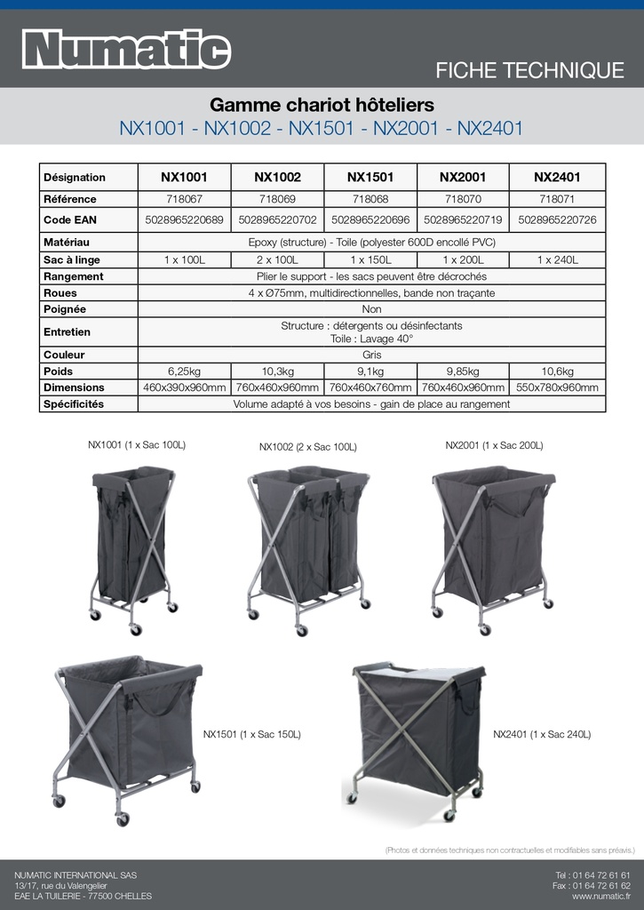 CHARIOT LINGE 150 L Numatic NX1501
