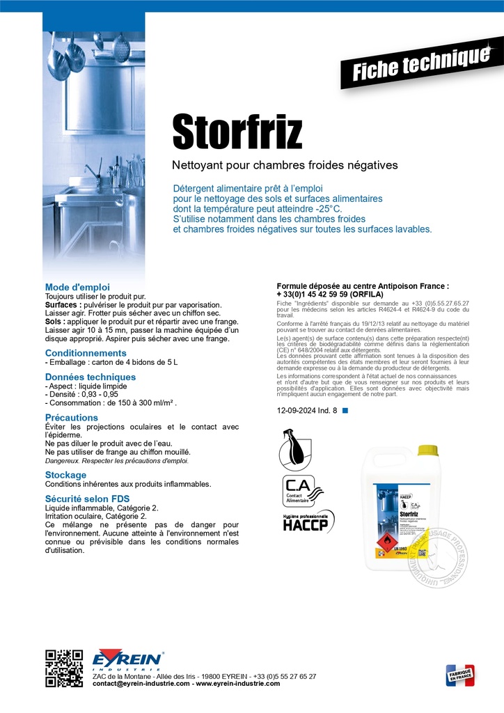 STORFRIZ NETTOYANT CHAMBRE FROIDE NEGATIVE