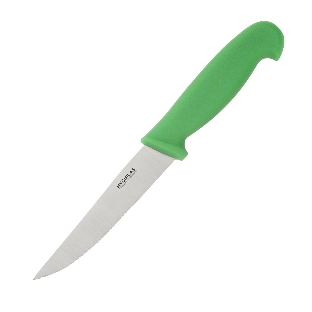 Couteau à légumes denté Hygiplas vert 100mm