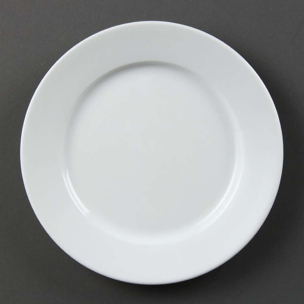 Assiettes à bord large blanches Olympia 202mm (Lot de 12)