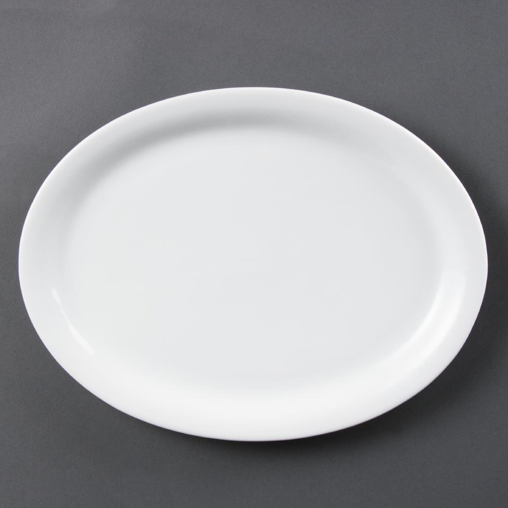 Assiettes ovales blanches Olympia 295mm (lot de 6)