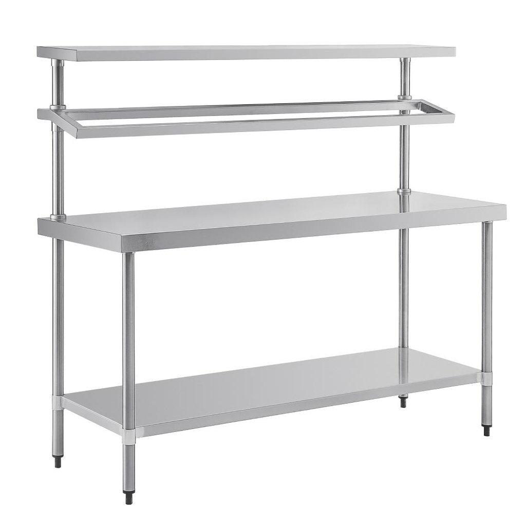 Grande table de préparation inox avec support bacs GN Vogue