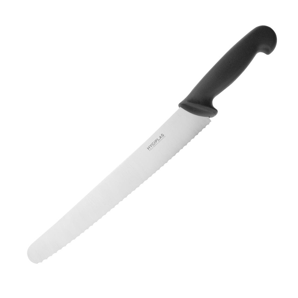 Couteau à pâtisserie denté Hygiplas noir 250mm