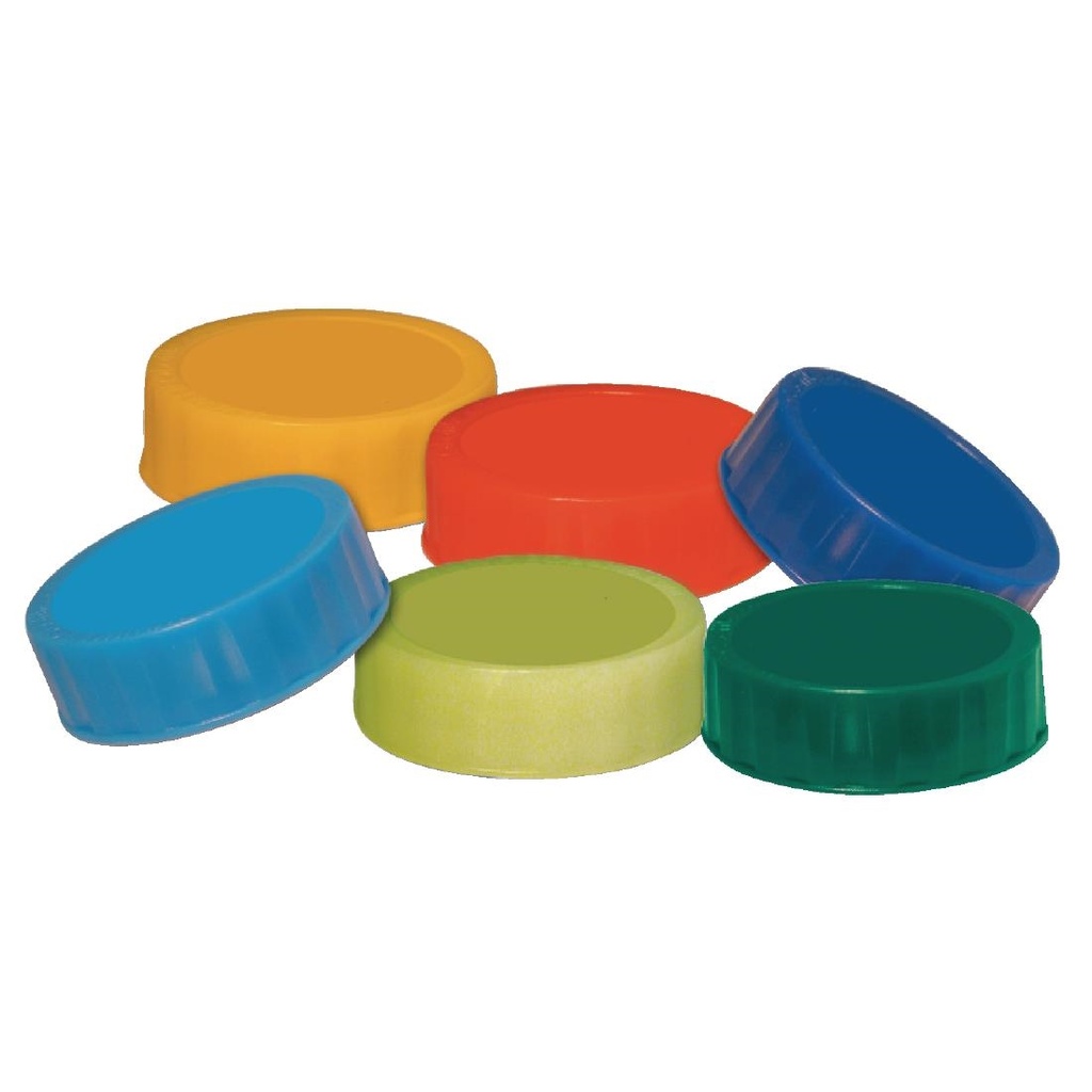 Bouchons de couleur pour distributeurs de sauce flexibles FIFO (Lot de 6)