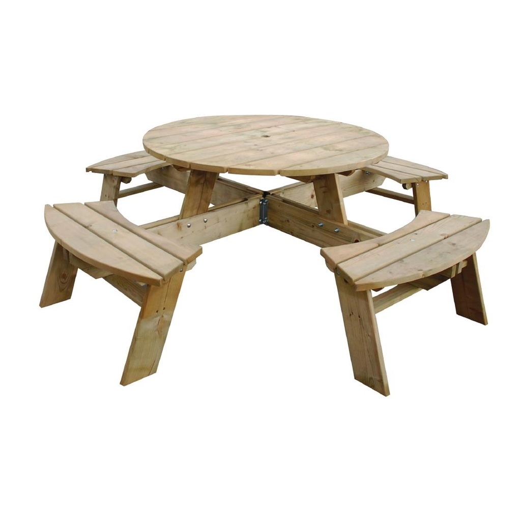 Table de pique-nique en bois ronde Rowlinson 2000mm