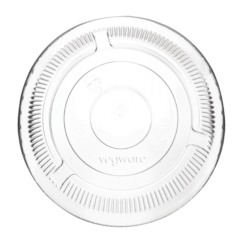 Couvercles plats sans trou compostables pour gobelets boissons froides Vegware série 96 (lot de 1000)