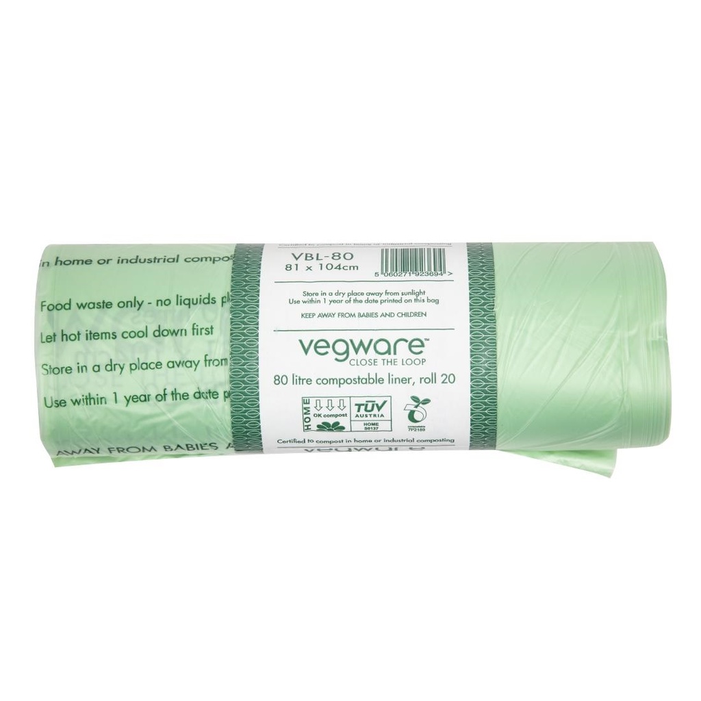 Sacs poubelle compostables Vegware Biobag 80L (lot de 240)