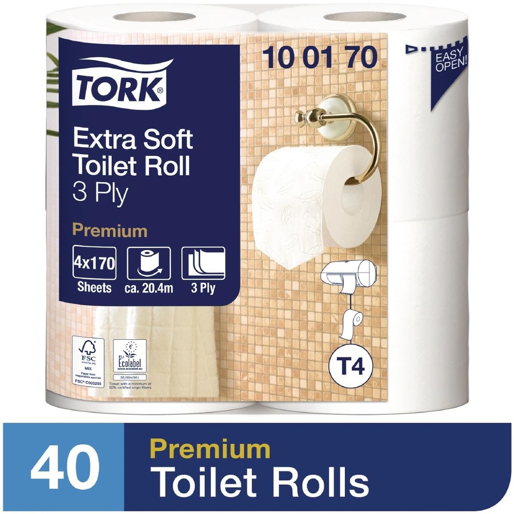 Papier toilette rouleau extra doux Tork sélection 3 plis  (Lot de 40)
