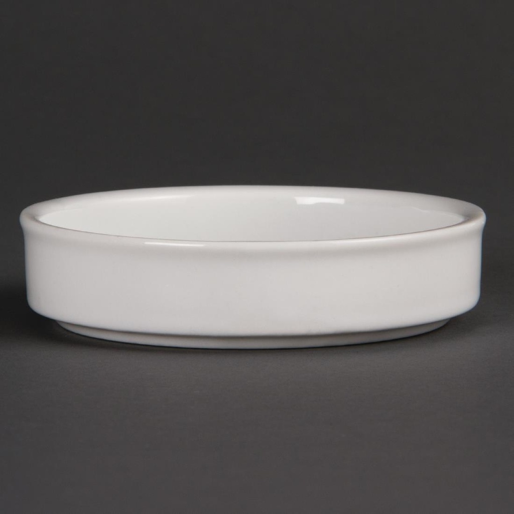 Plats empilables en porcelaine blanche Olympia 102mm (Lot de 6)