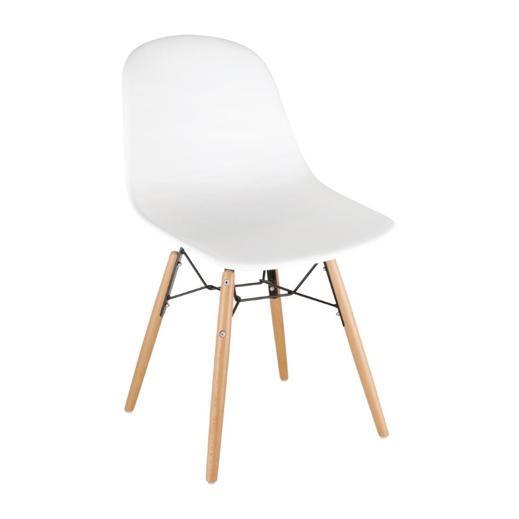 Chaise moulée PP avec structure métallique Arlo Bolero blanche (lot de 2)