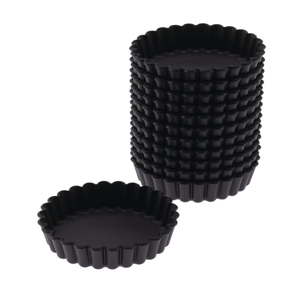 Moules à tartelette ronds cannelés Exoglass Matfer Bourgeat 100mm (lot de 12)