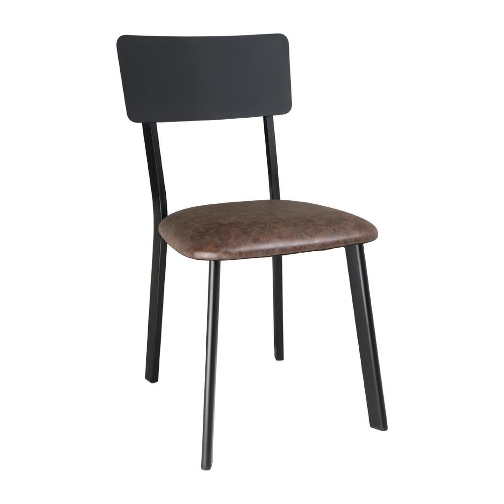 Chaises en metal assise PU moka vintage Bolero (lot de 4)