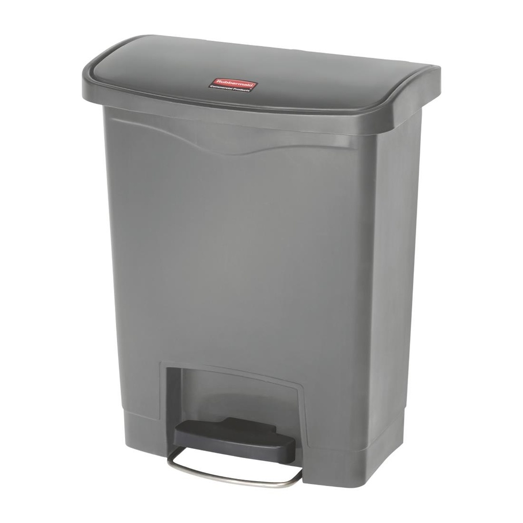 Poubelle à pédale frontale Rubbermaid Slim Jim grise 30L