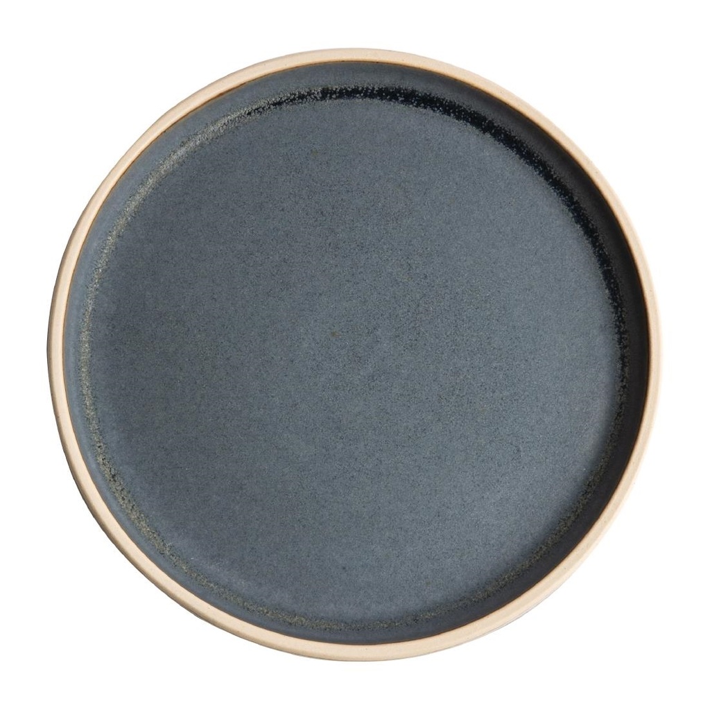 Assiettes plates bord droit granit bleu Olympia Canvas 25 cm  (Lot de 6)