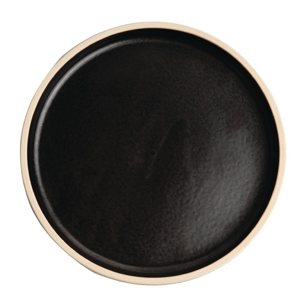 Assiettes plates bord droit noir mat Olympia Canvas 18 cm  (Lot de 6)
