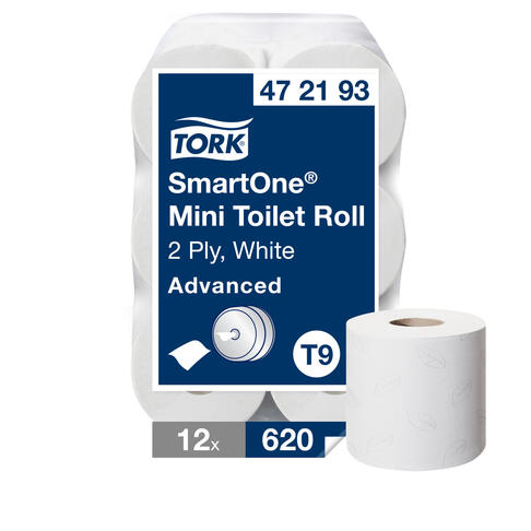 Mini rouleaux de papier toilette Smart One Tork T9 (Lot de 12)