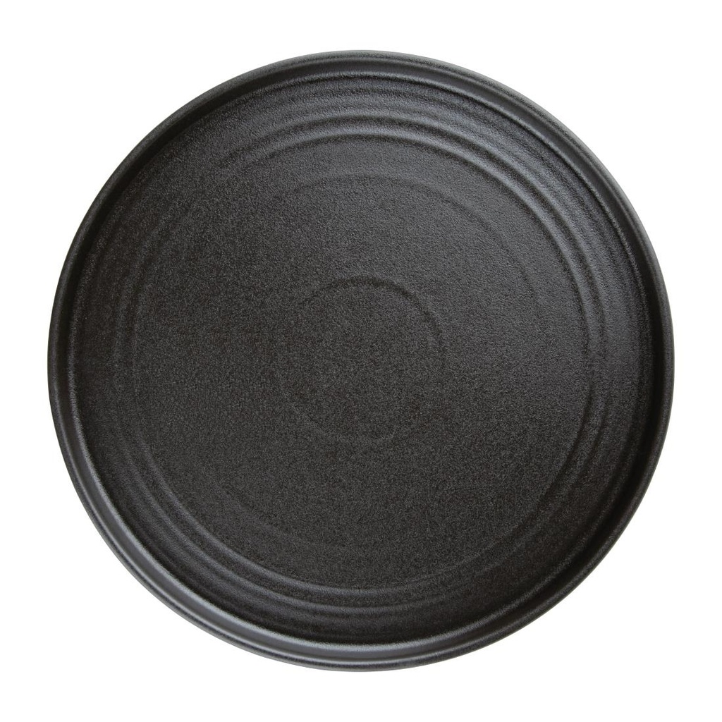 Assiettes plates rondes texturées Olympia Cavolo noires 270mm (lot de 6)