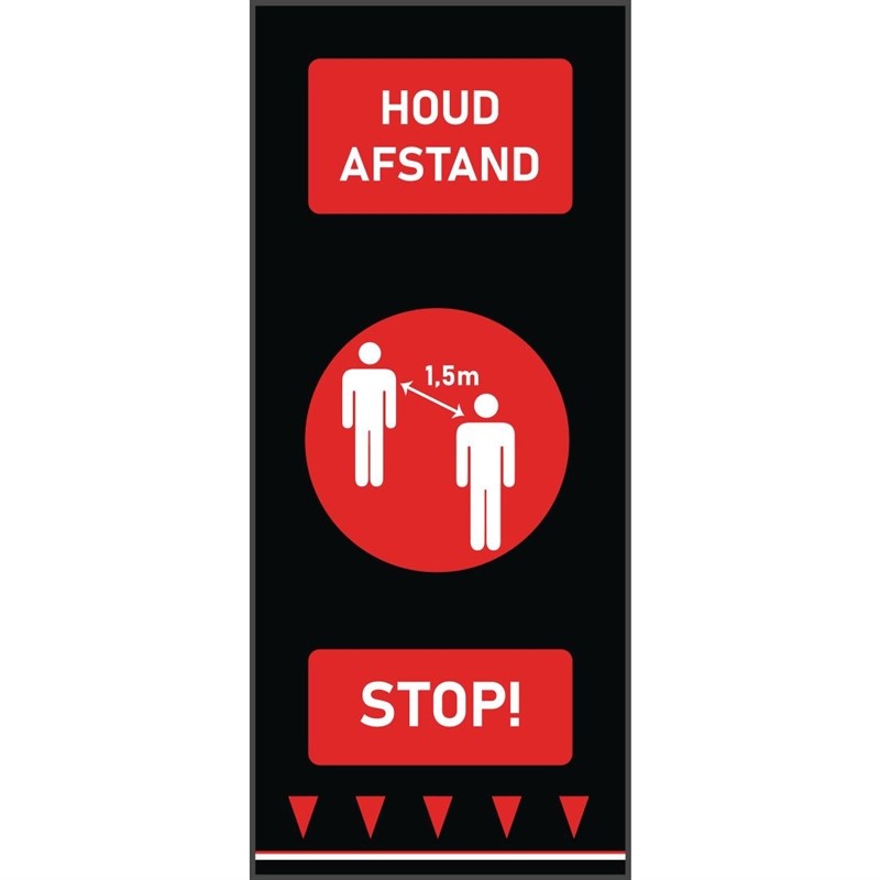 Tapis de distanciation sociale 150x65cm rouge - personnes (attention : texte néerlandais)