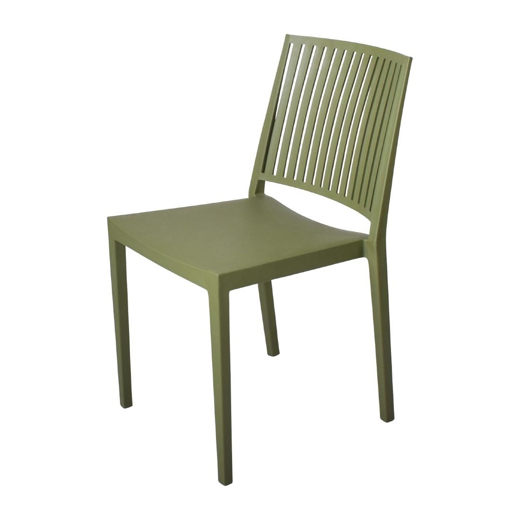 Chaises d'extérieur en polypropylène empilables Baltimore vert olive (lot de 4)