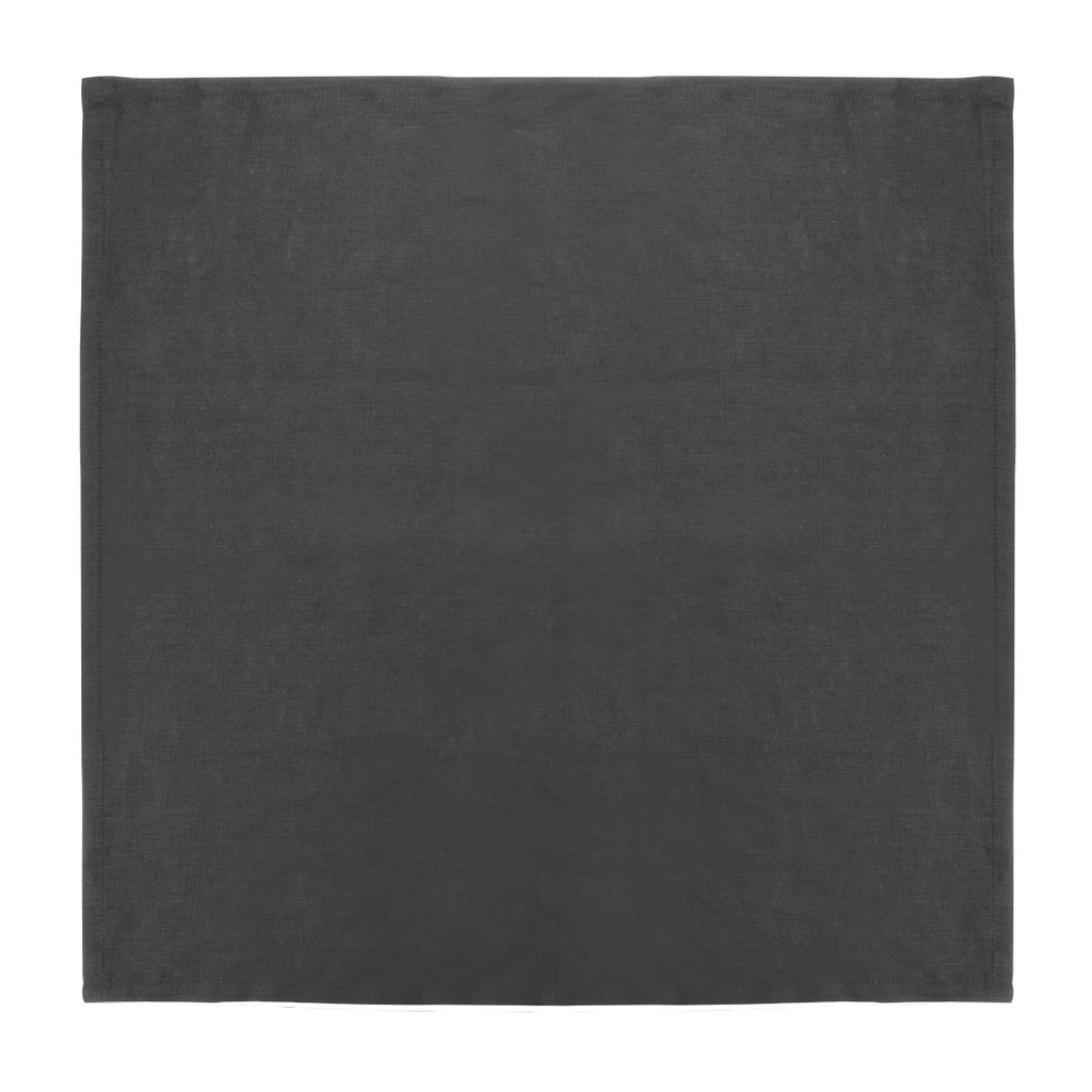 Serviettes de table en lin Olympia noires 400x400mm (lot de 12)