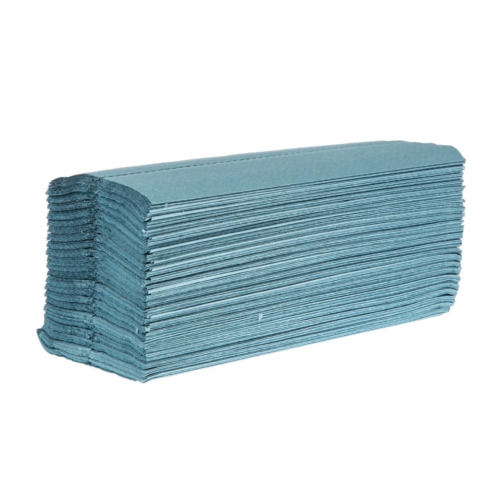 Essuie-mains 1 pli pliage en C Jantex bleu 2850 feuilles (lot de 15)