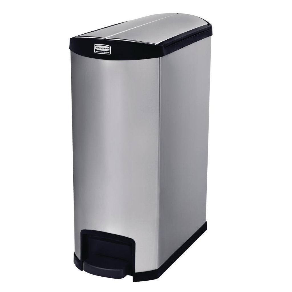 Poubelle à pédale latérale inox Rubbermaid Slim Jim 90L