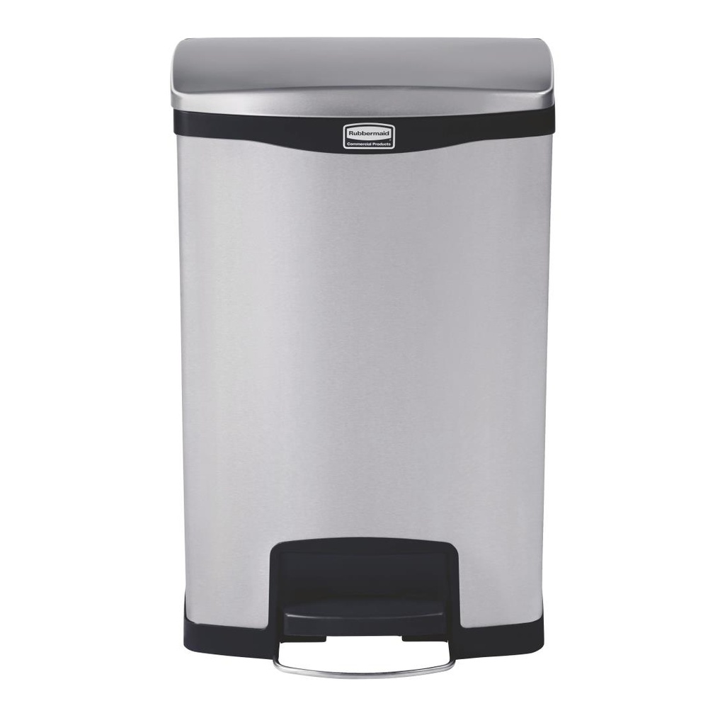 Poubelle à pédale frontale inox Rubbermaid Slim Jim 50L