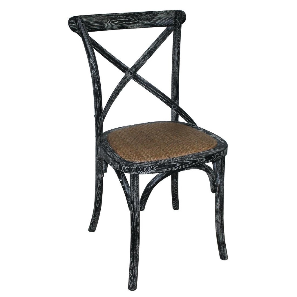 Chaises en bois patiné avec dossier croisé Bolero noires (lot de 2)