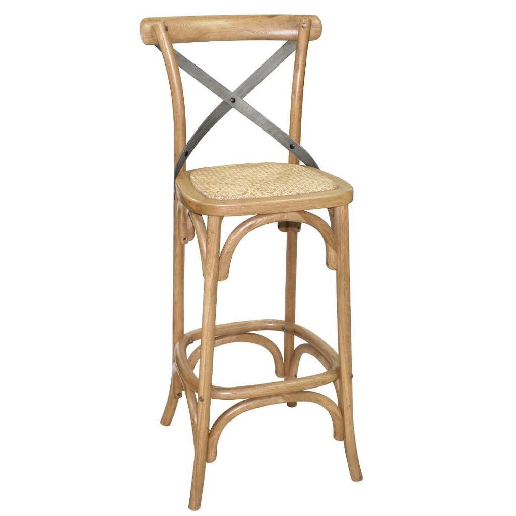 Tabouret de bar en bois avec dossier croisé Bolero métal