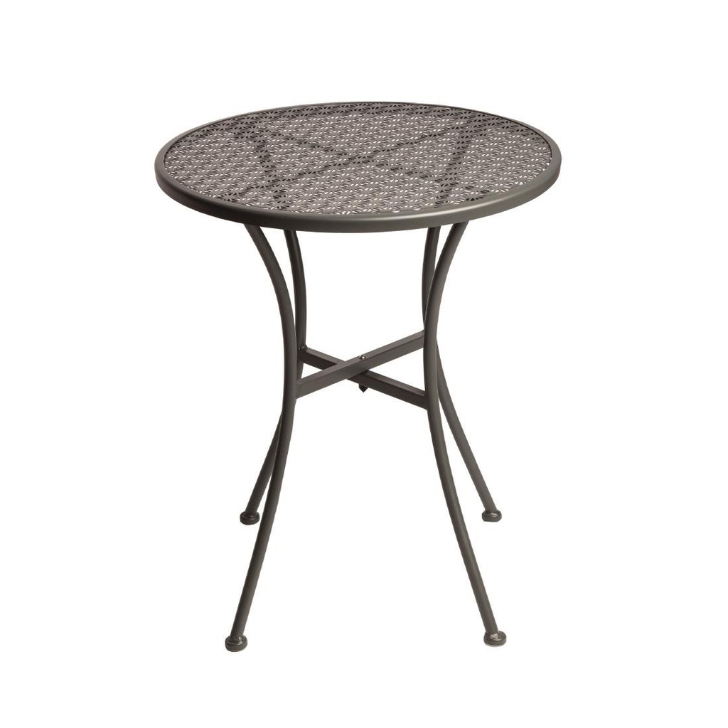 Table bistro ronde en acier ajouré Bolero grise 600mm