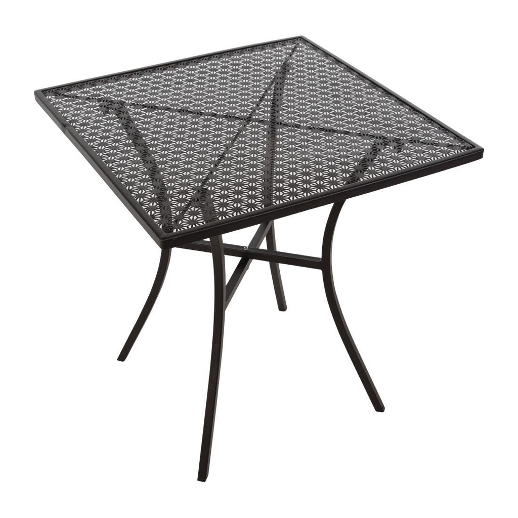 Table bistro carrée en acier ajouré Bolero noire 700mm