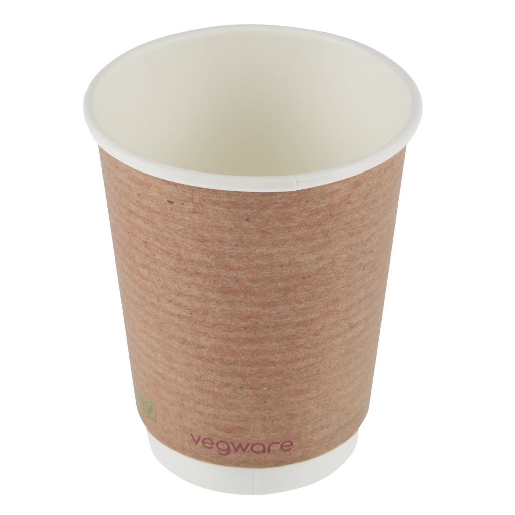 Gobelets boissons chaudes double paroi compostables Vegware 340ml (lot de 500)