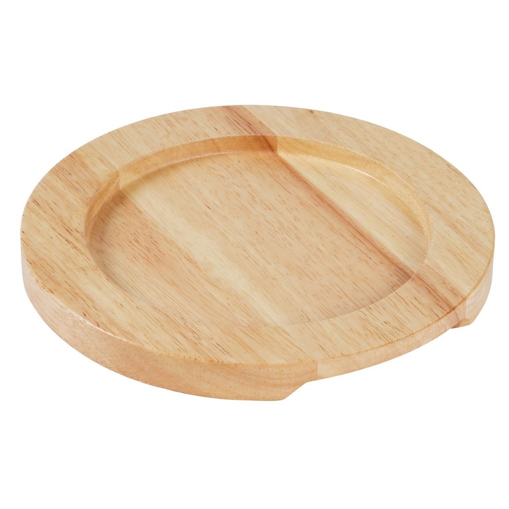 Support en bois clair pour plat rond en fonte avec oreilles GJ554 Olympia